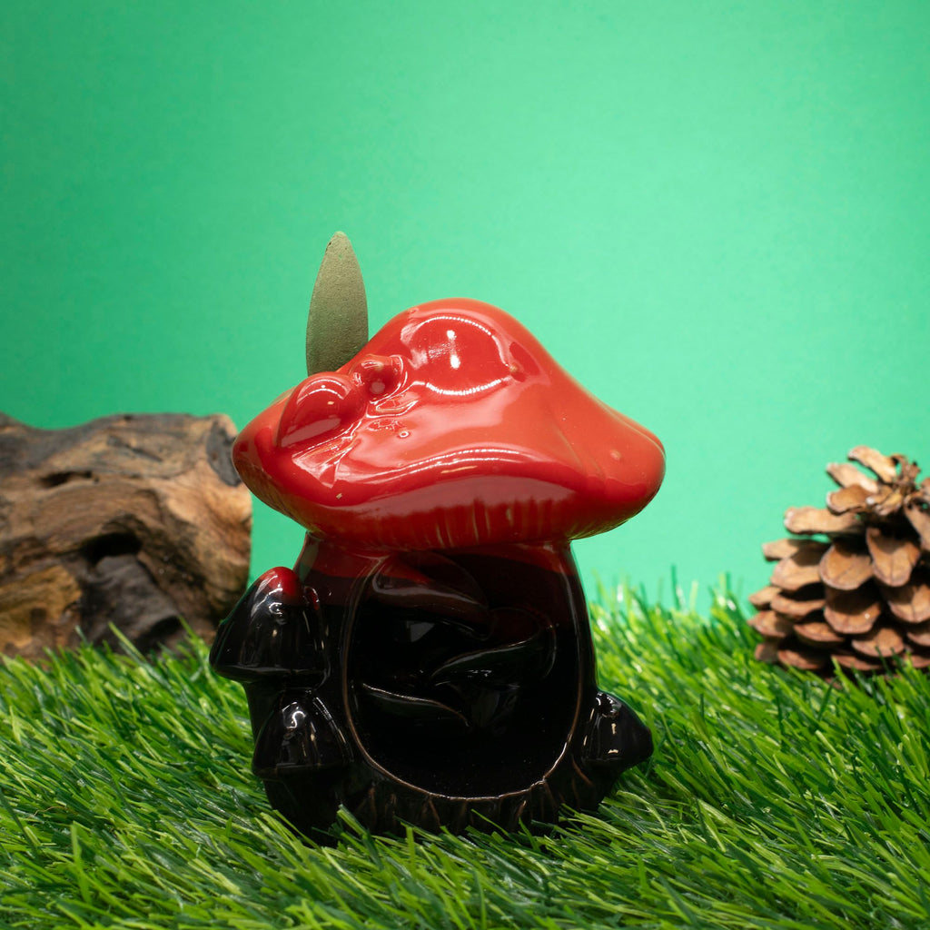 Large Red Mushroom Backflow Incense Burner for Enchanting Spaces