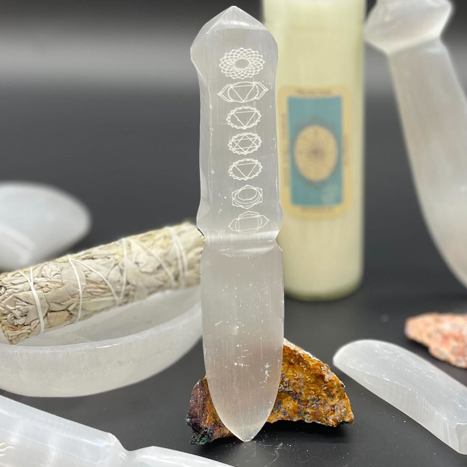 Selenite Ritual Knife for Chakra Cleansing and Energy Work Tool