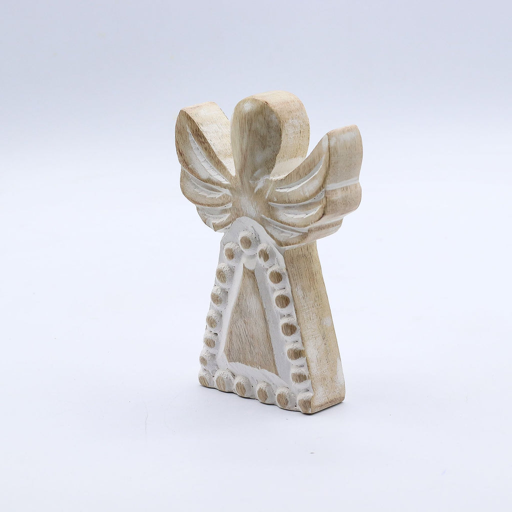 Mango Wood Angel Whitewash for Rustic Home Decor and Gifting