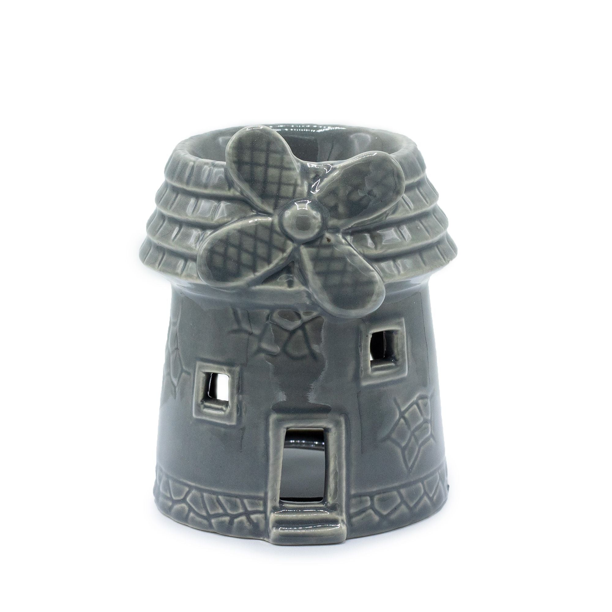 Windmill Oil Burner in Grey Elegant Ceramic Design for Aromas
