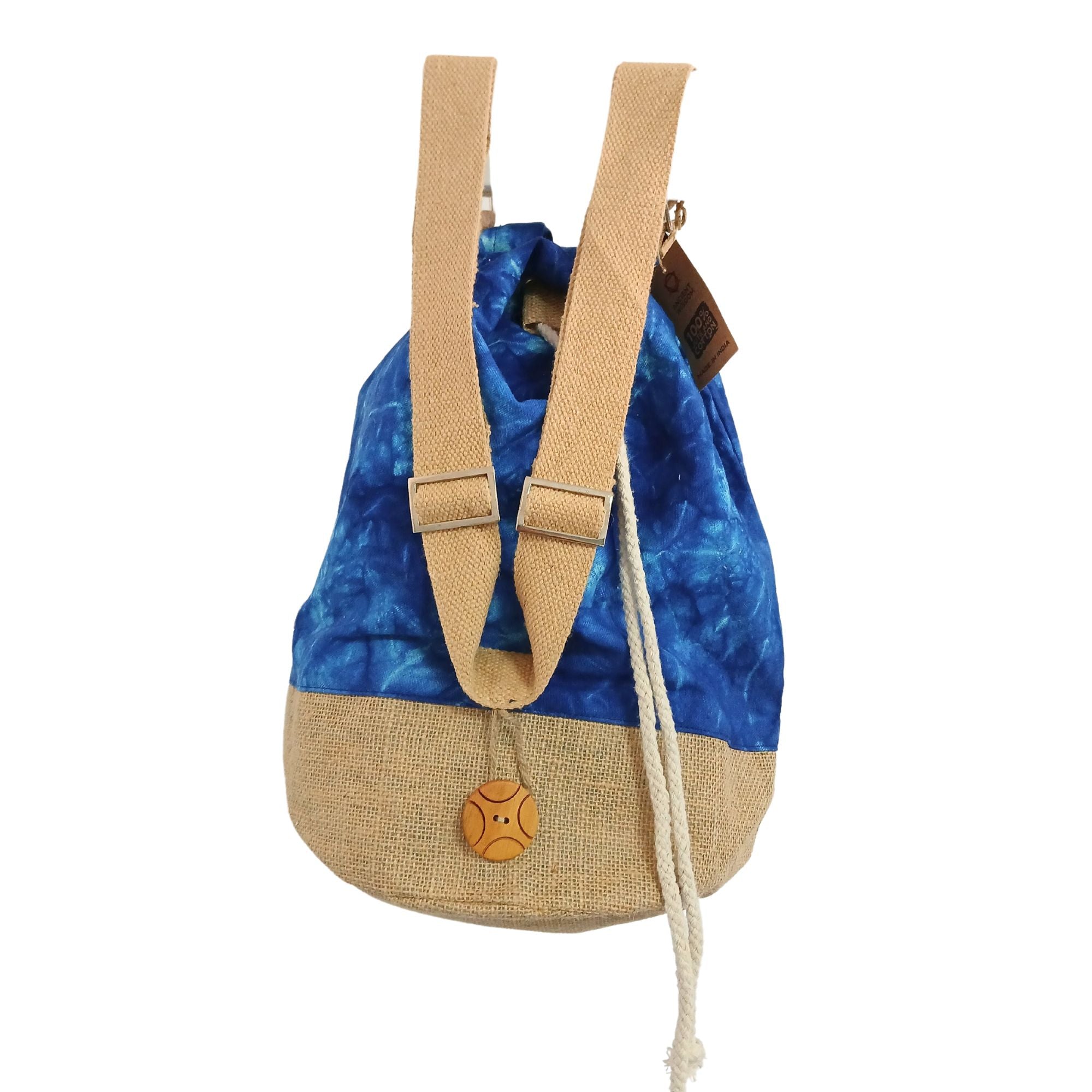 All Natural Backpack in Blue Stonewash Featuring Mandala Design