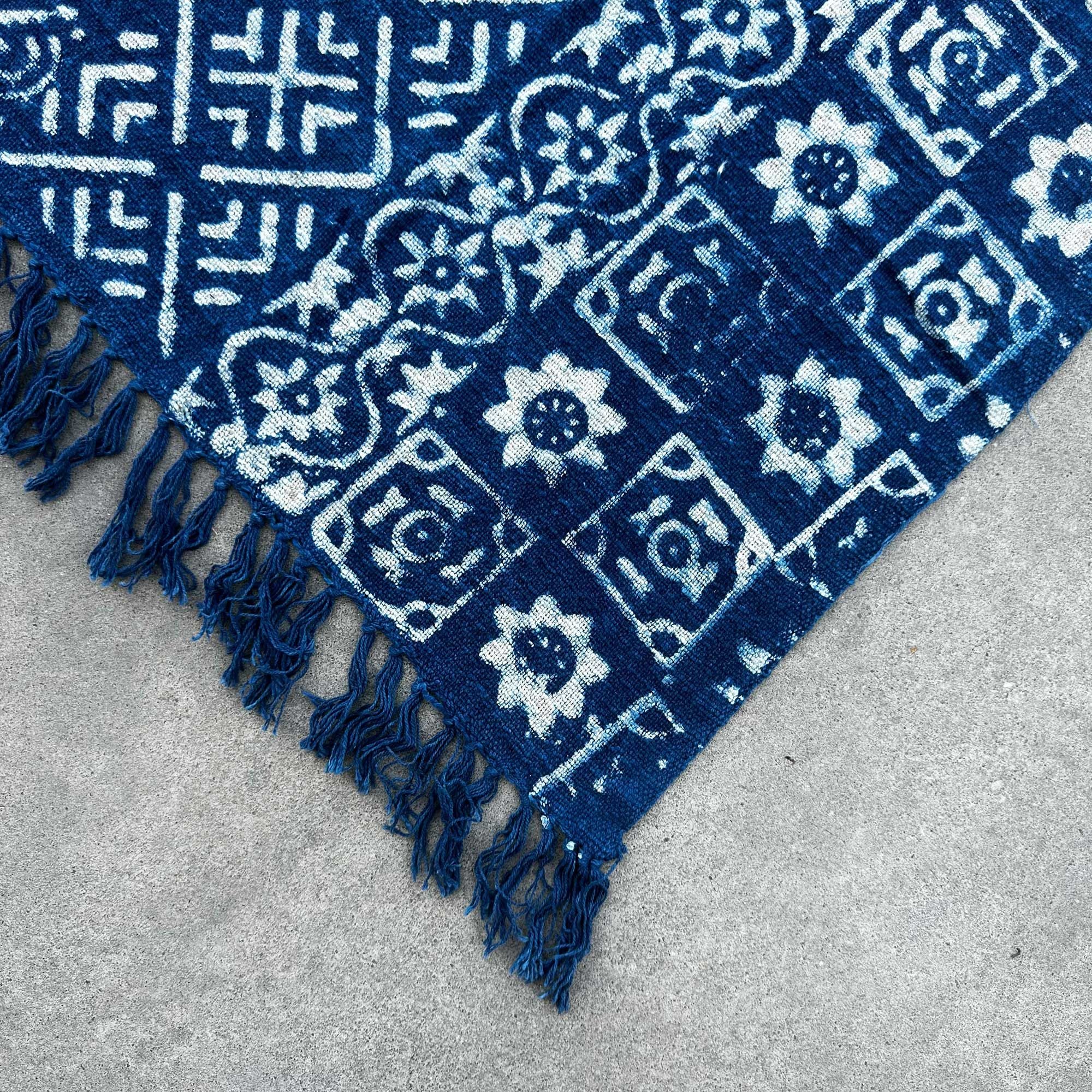 Handmade Indigo Throw with Desi Stripes for Home Decor Elegance