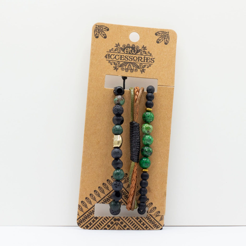 Mens Premium Bracelet Sets in Outdoor Greens for Rugged Style