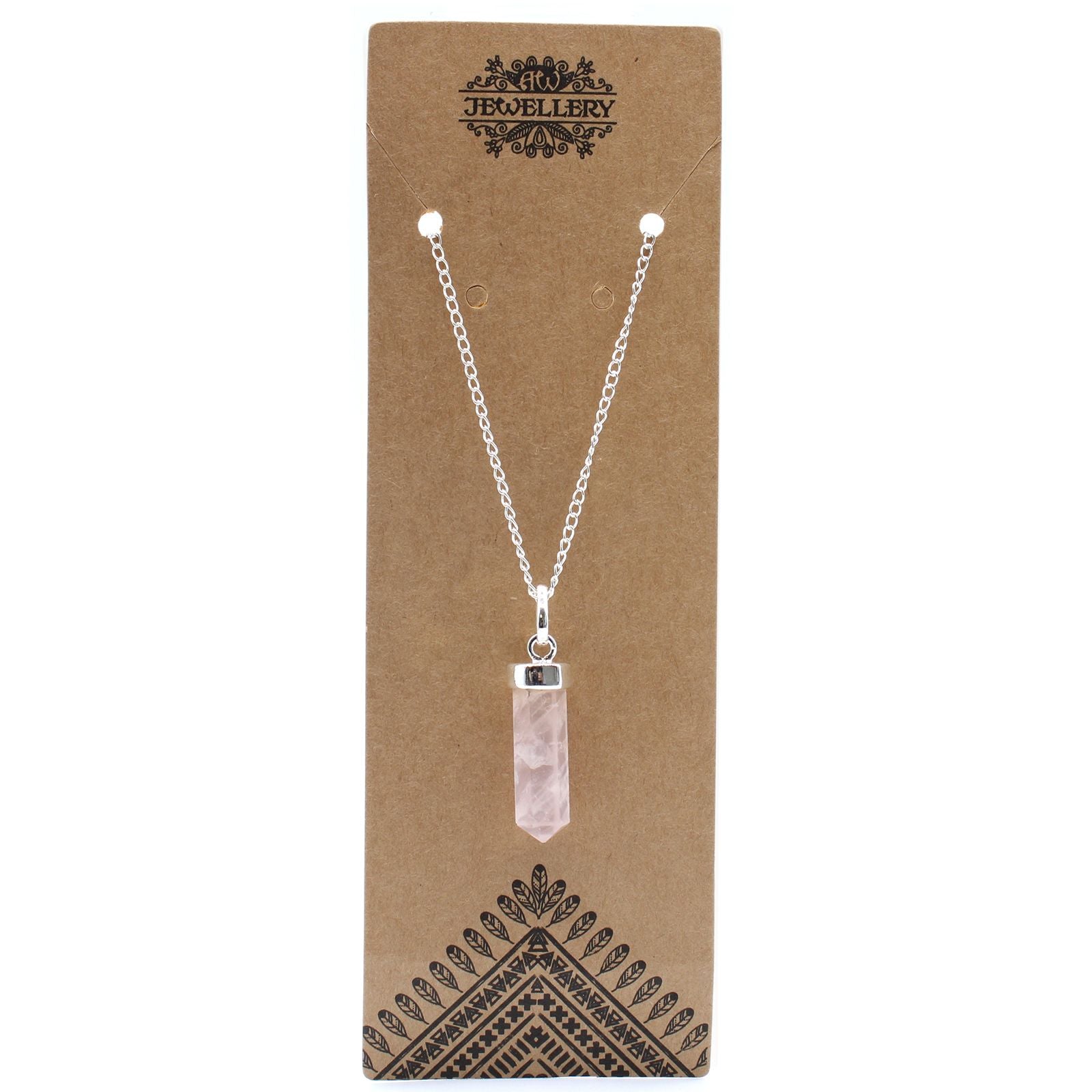 Gemstone Classic Point Pendant with Rose Quartz and Silver Chain