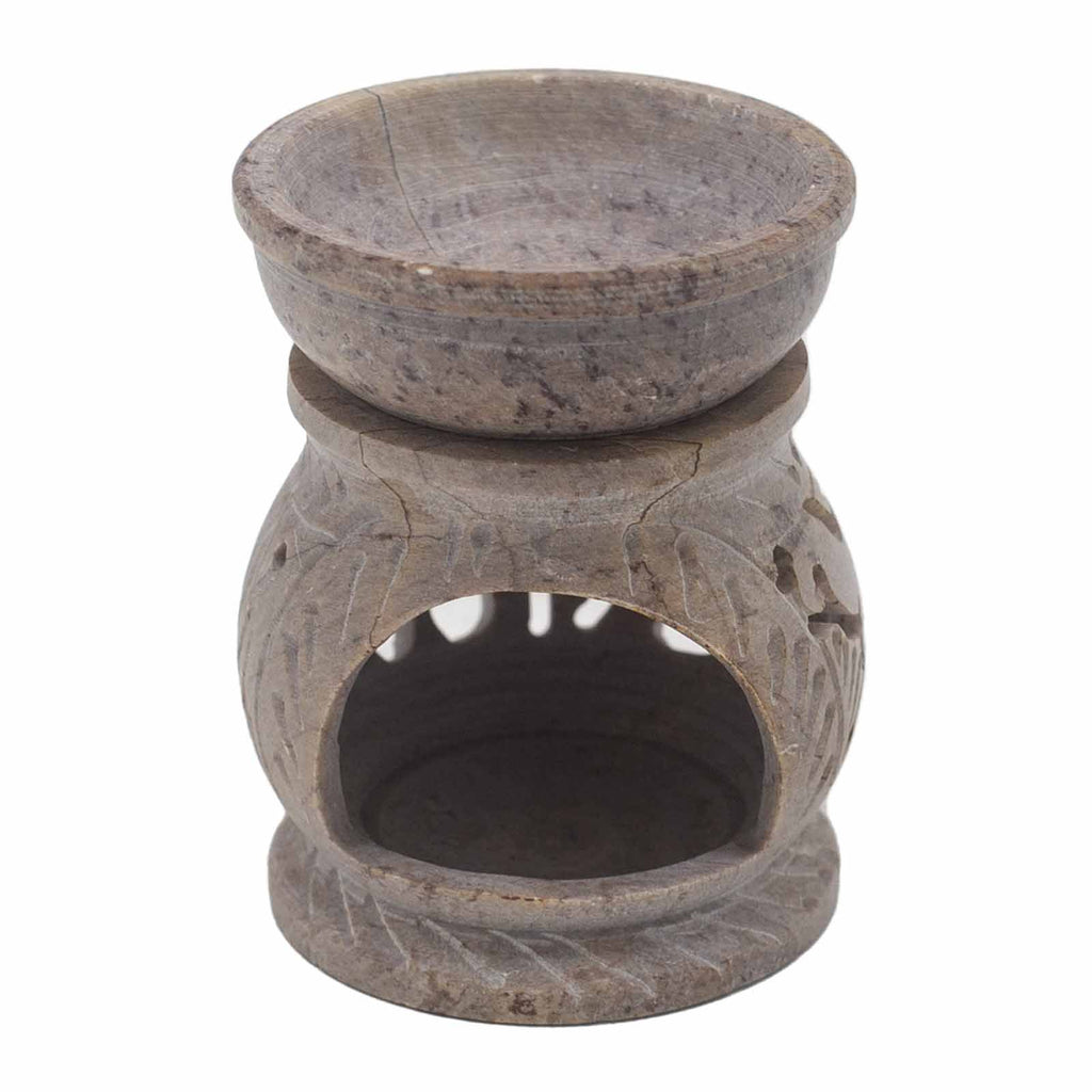 Small Soapstone Oil Burner 8cm with Elephant Design for Fragrance