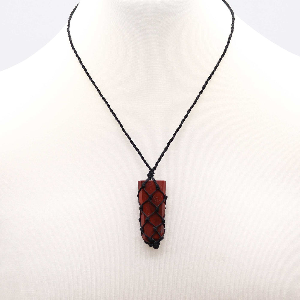 Laced Gemstone Flat Point Pendant with Stunning Red Jasper
