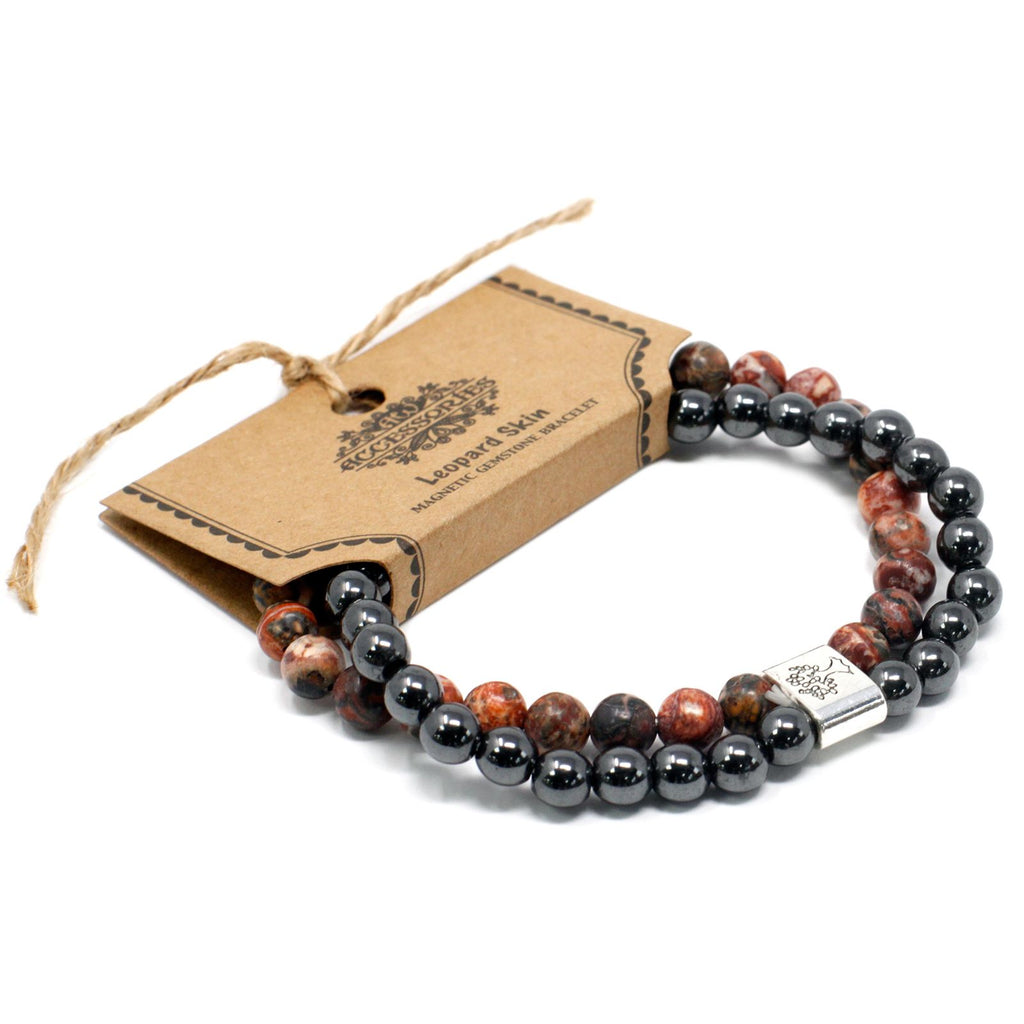 Magnetic Gemstone Bracelet in Leopard Skin for Fashion Appeal