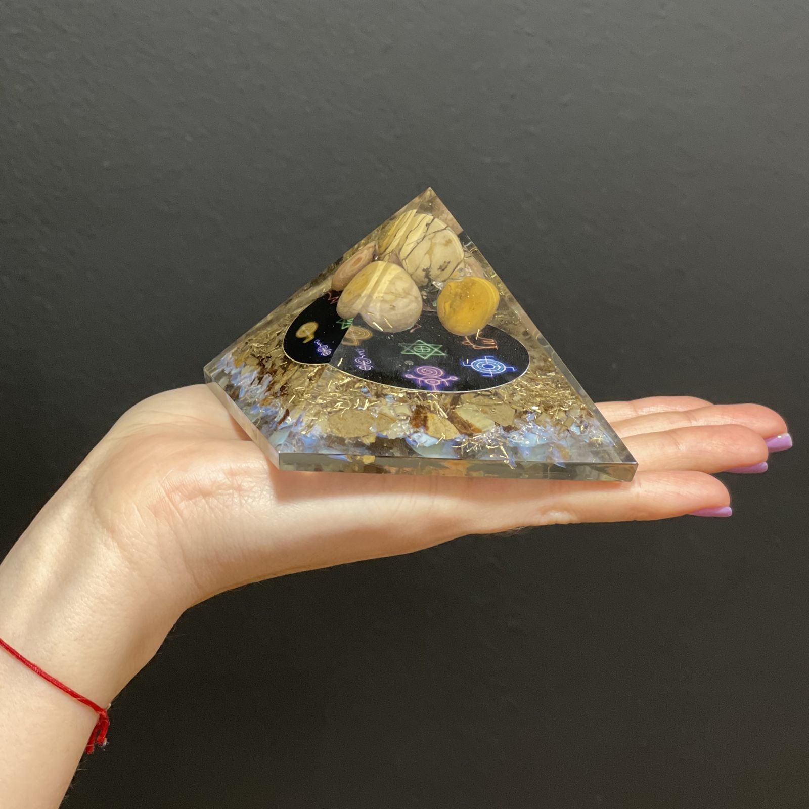 Midnight Reiki Orgonite Pyramid Unique Decorative Piece 70mm