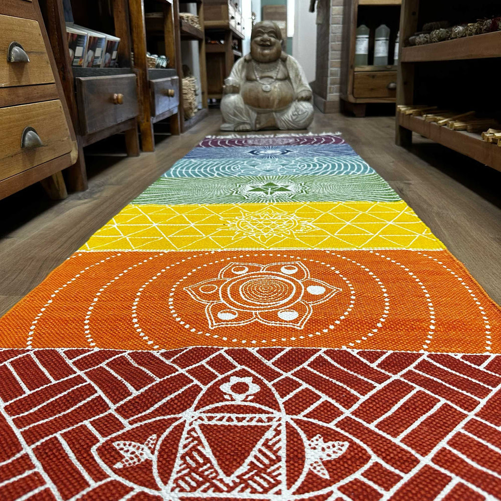 Yoga Rug 60x200cm with 7 Chakras Design for Versatile Use