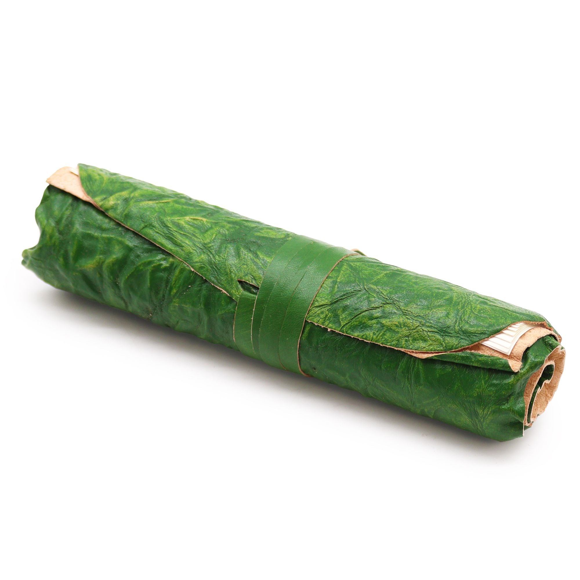 Rolled Leather Travel Notebook in Green with 96 Pages for Writing