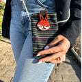 Stylish Black and Multi Phone Holder Bag with Fox Decor Design
