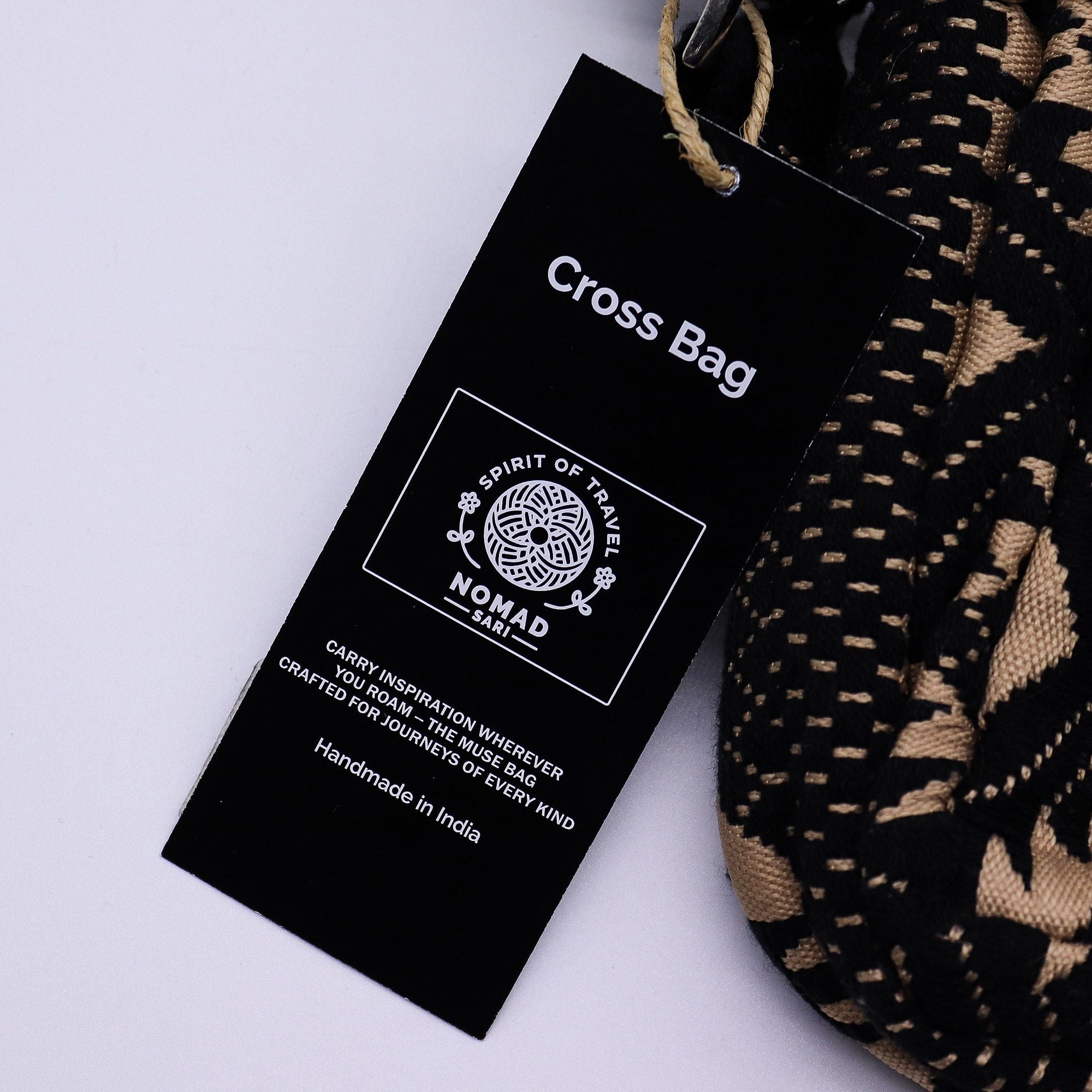 Nomad Sari Jacquard Natural Cross Bag with Desert Loom Design