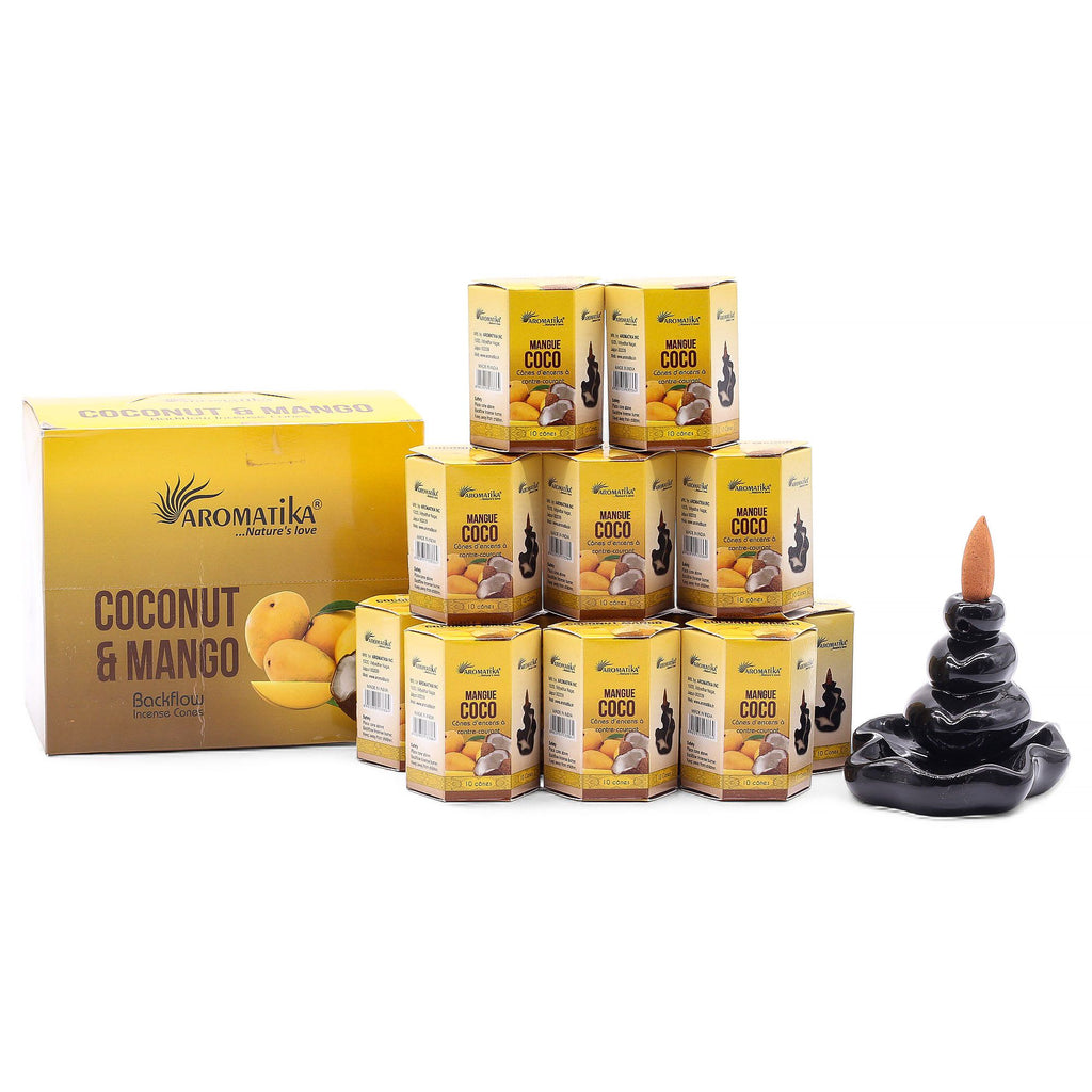 Pack of 10 Masala Backflow Incense Cones Coconut and Mango Aroma