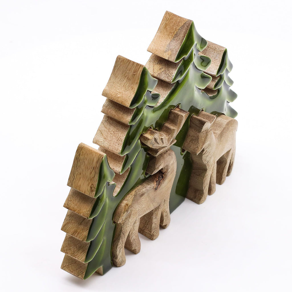 Lost in the Forest Two Deer 3D Wooden Decoration for Home Decor
