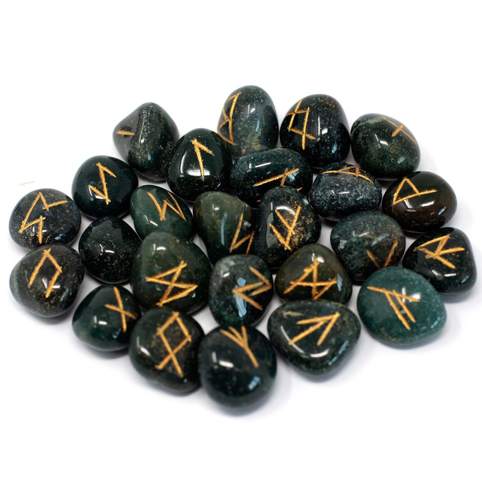 Bloodstone Runes Stone Set in Pouch for Mystical Insights