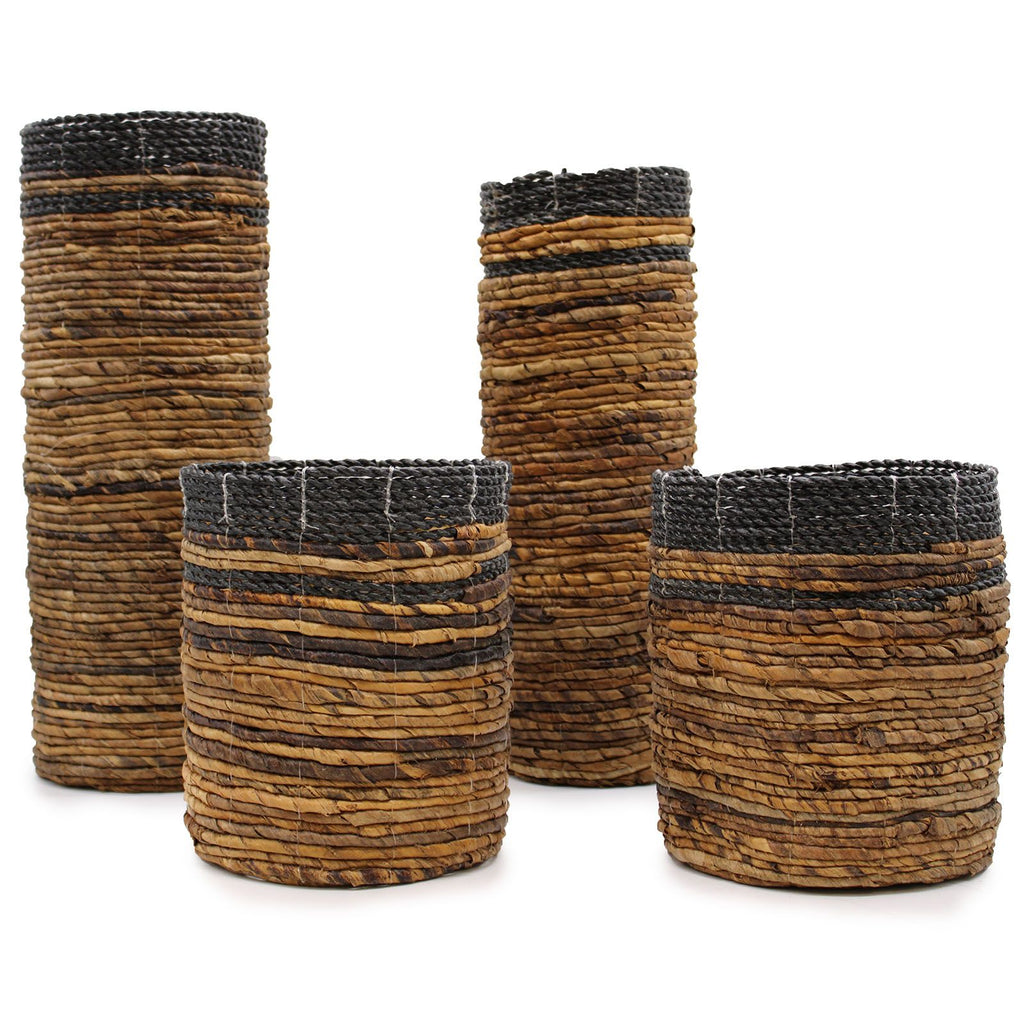 Banana Leaf Set of 2 Vases and 2 Bins for Home Decor