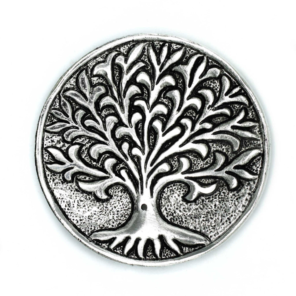 Polished Aluminium Tree of Life Incense Holder for Elegant Decor