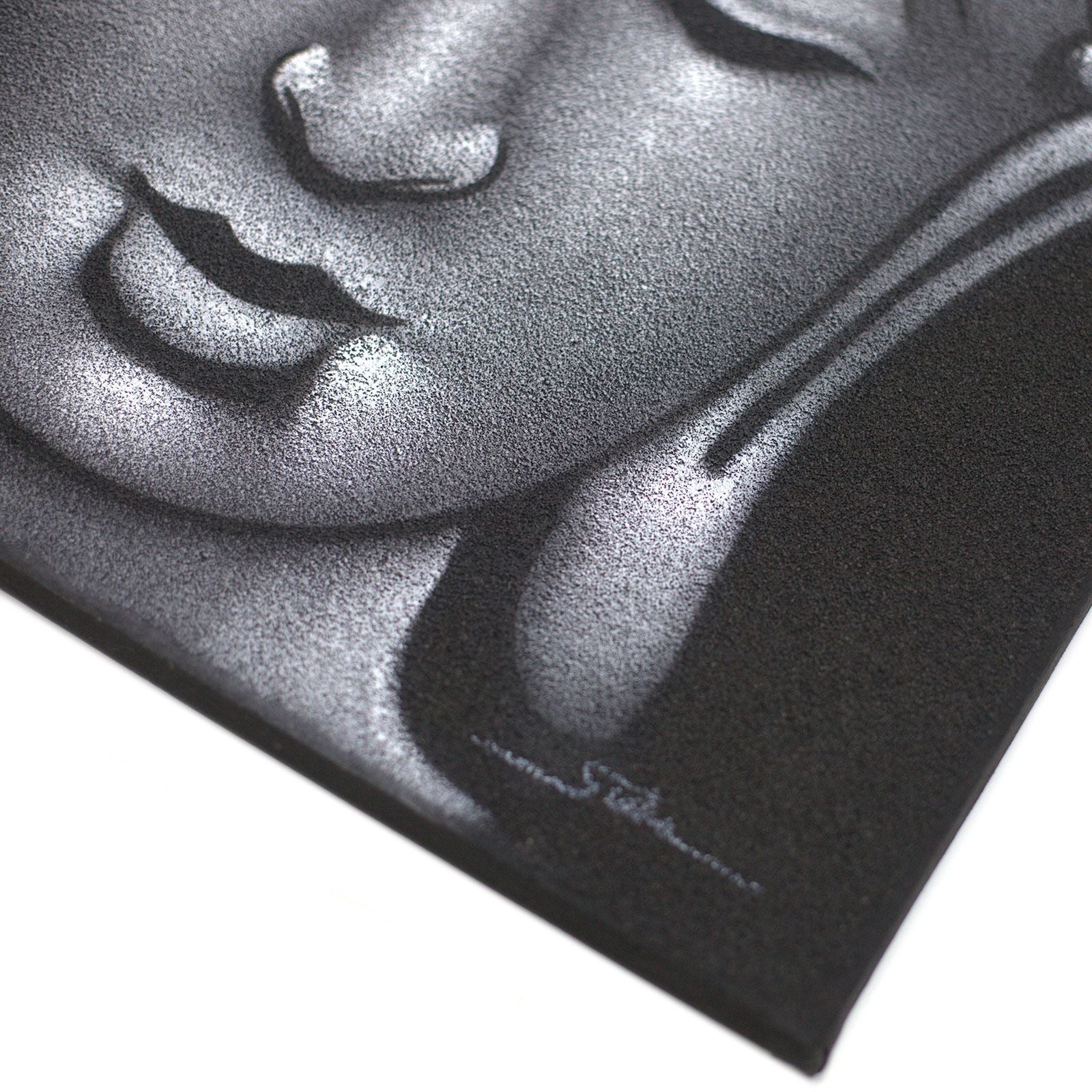 Buddha Painting in Grey Sand Finish for Chic Home Decor Style