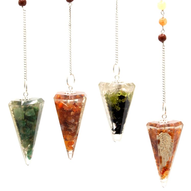 Orgonite Power Chakra Pendulum with Angel Wing Decorative Design