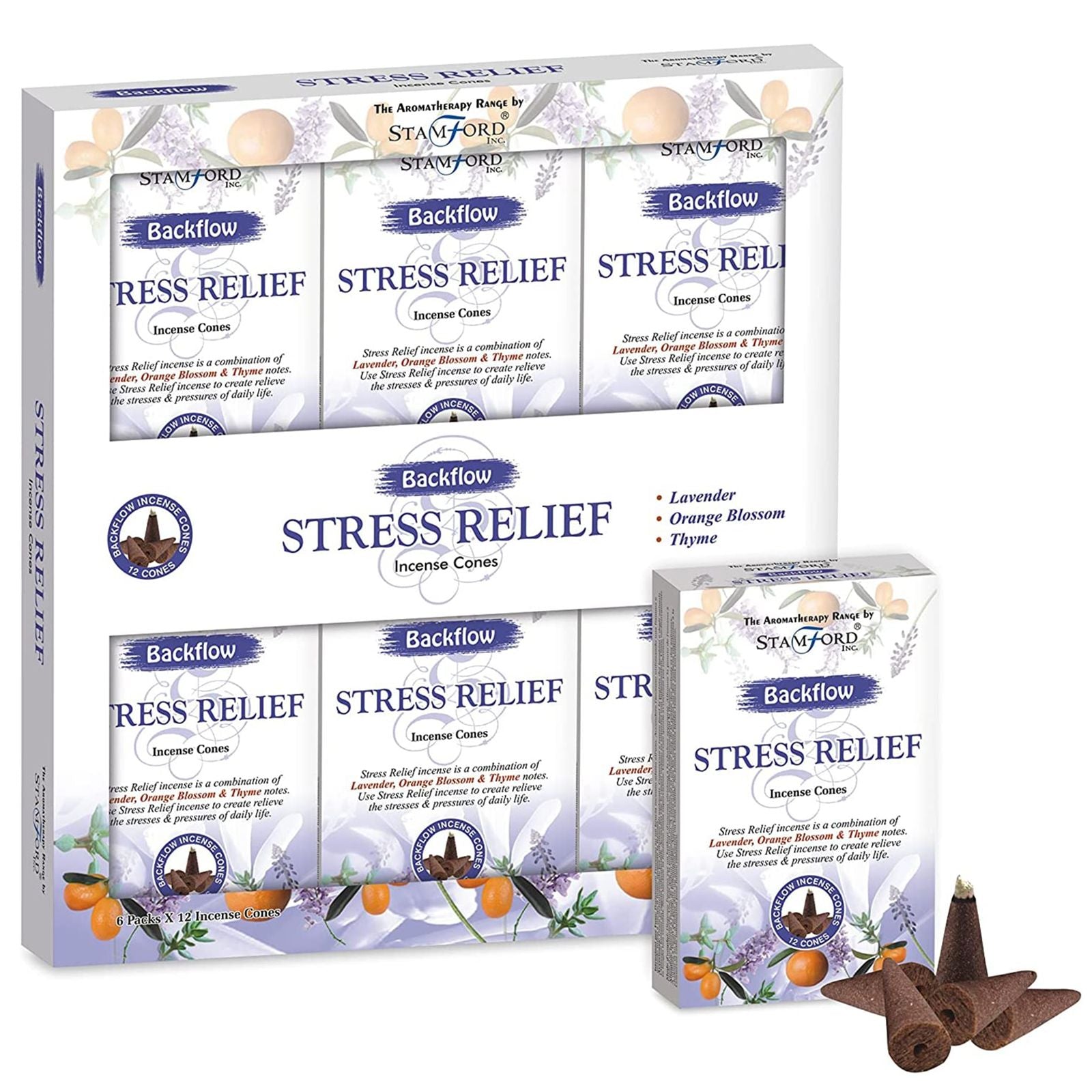 Aromatherapy Backflow Cones for Stress Release 12 Pack of Incense