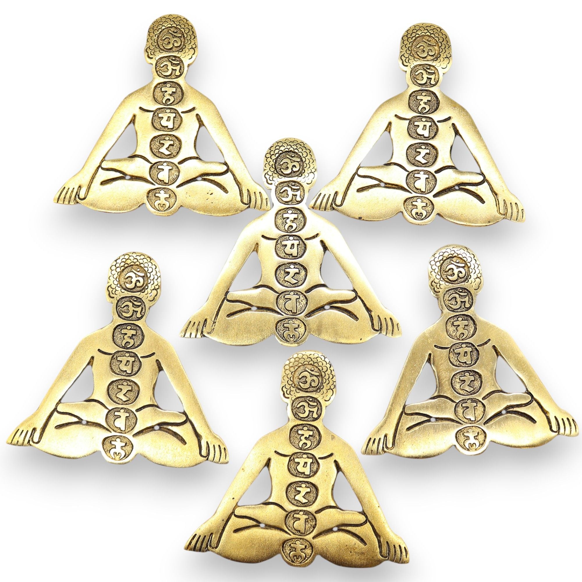 Gold Aluminium Seven Chakra Yoga Incense Holder for Serenity