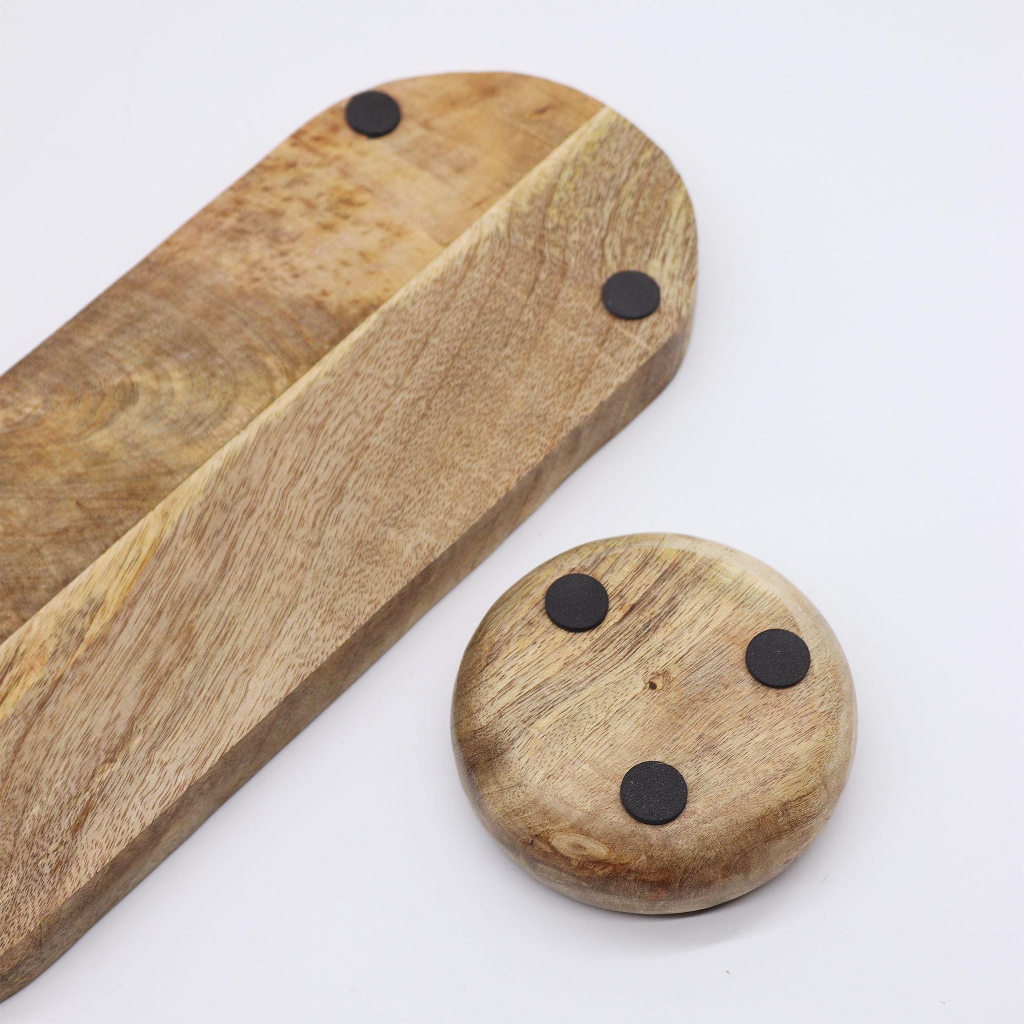 Mango Wood Tray with 3 Bowls Featuring Charming Floral Design