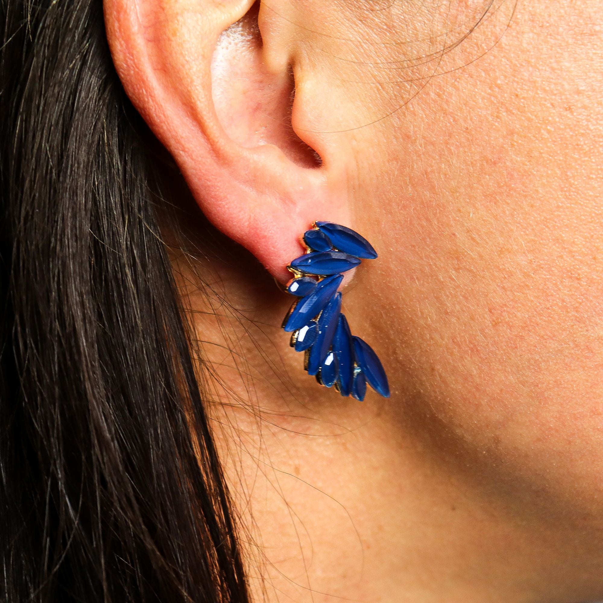 Royal Blue Vintage Glass Angel Wings Earrings for Stylish Elegance