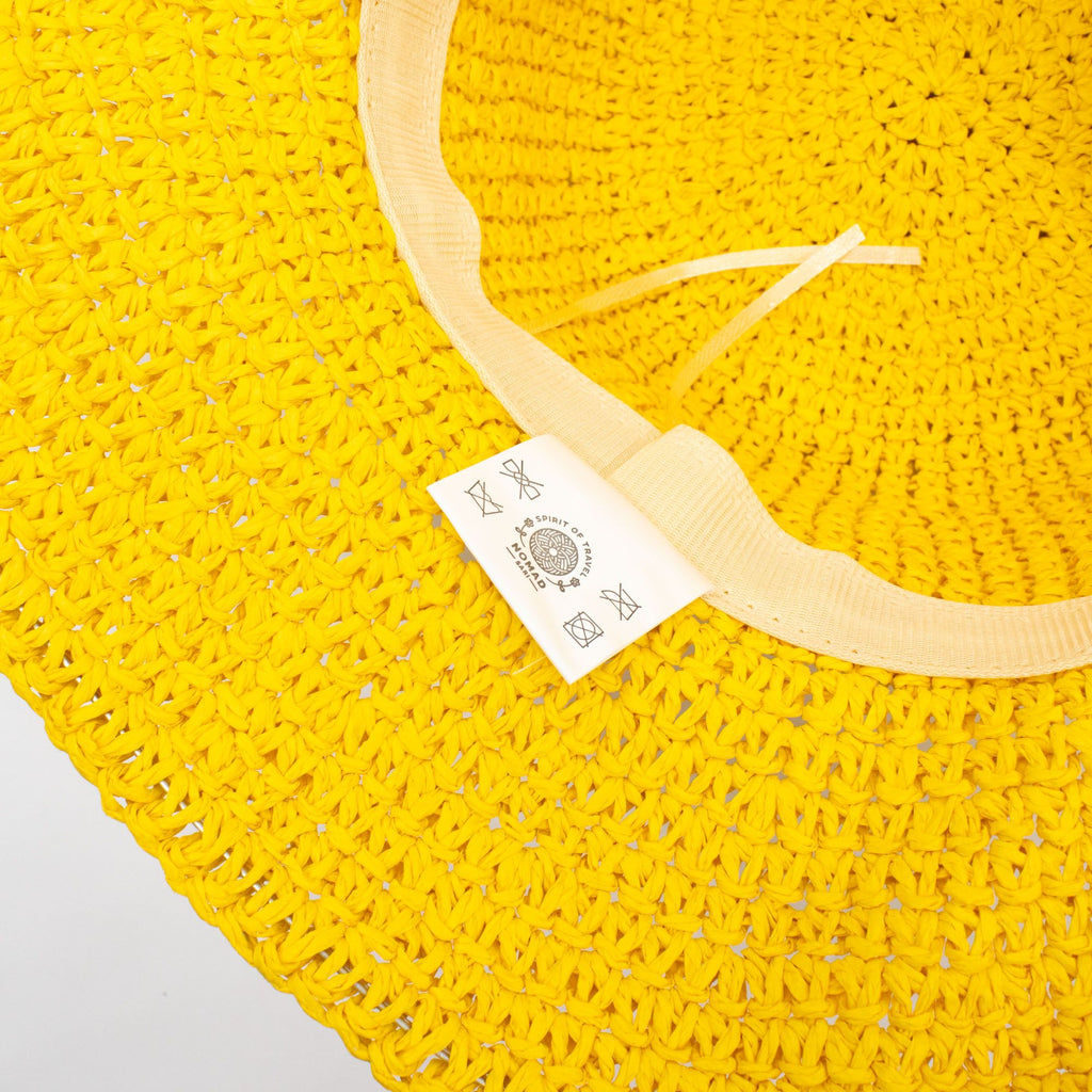 Nomad Sari Floppy Straw Sun Hat in Bright Yellow for Summer Fun