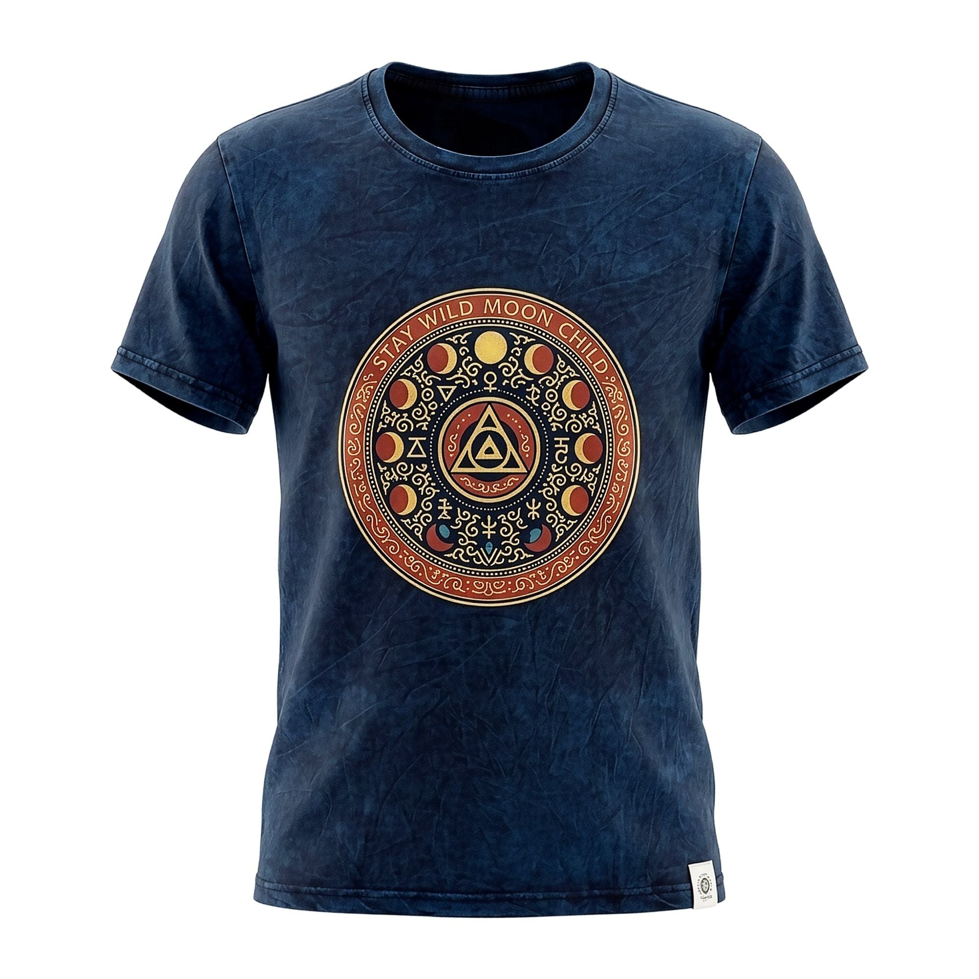 Nomad Sari Stonewashed Cotton T Shirt Stay Wild Moon Child Blue