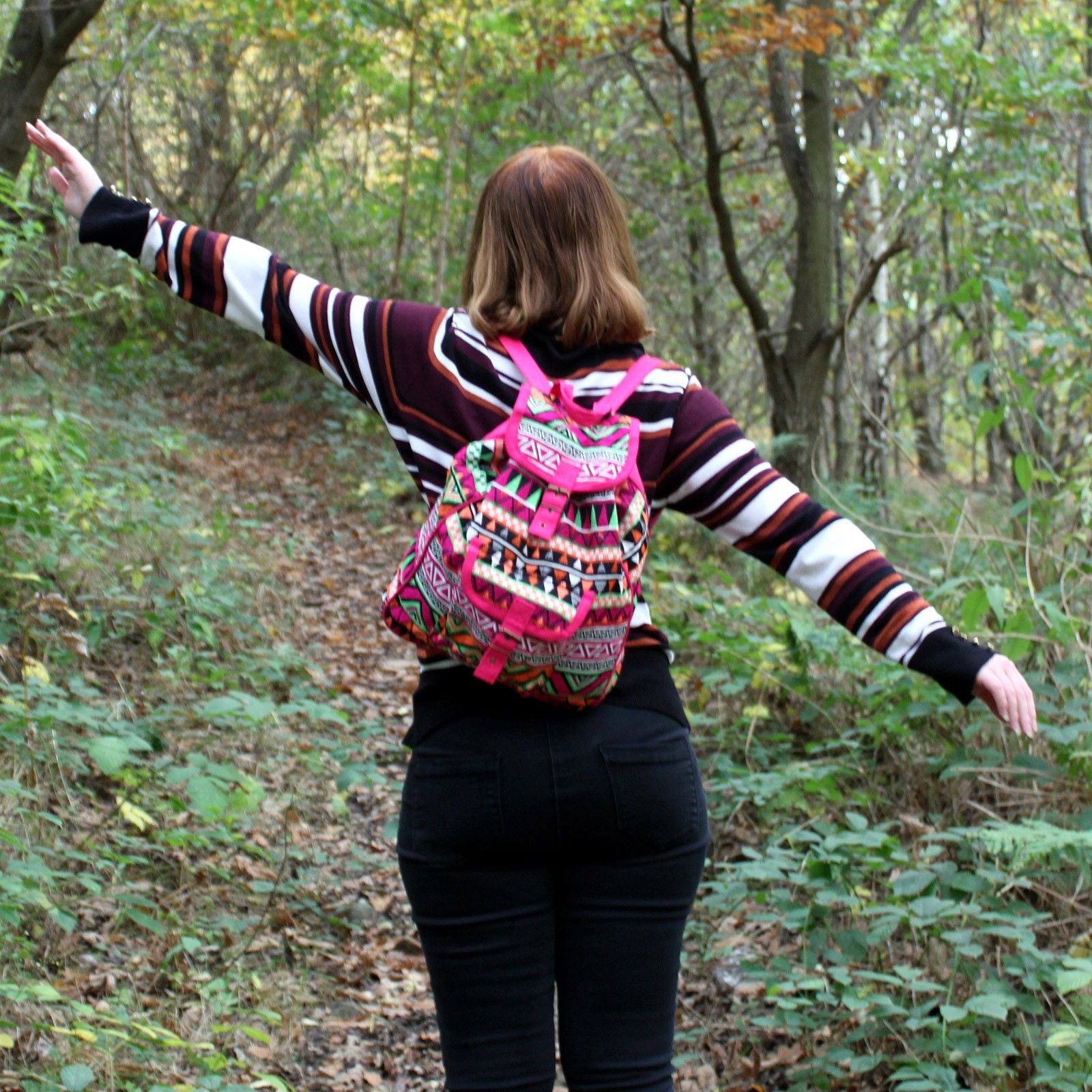 Jacquard Bag Pink Backpack for Stylish Travellers and Adventurers