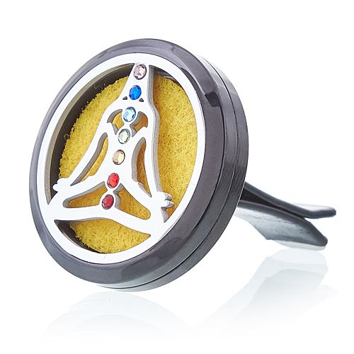 Car Diffuser Kit Pewter Yoga Chakra Aromatherapy for Your Car