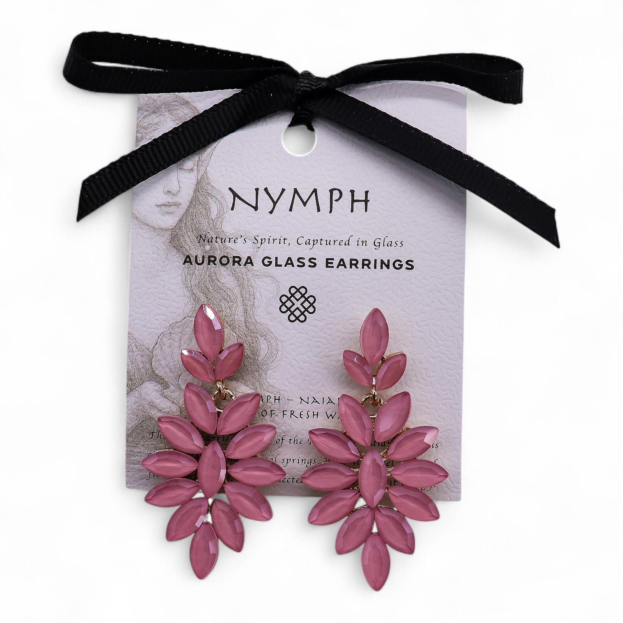 Soft Pink Vintage Glass Long Drop Earrings for Elegant Style