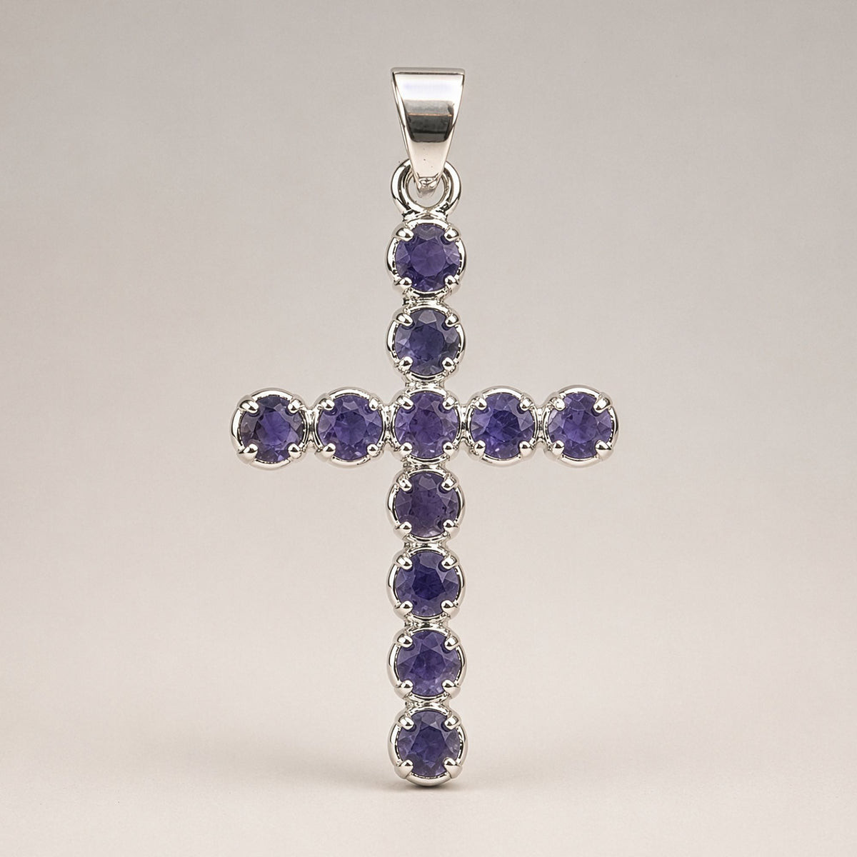 Indian Devotional Pendant - Silver Plated (45cm Chain)- Ionite Crucifix