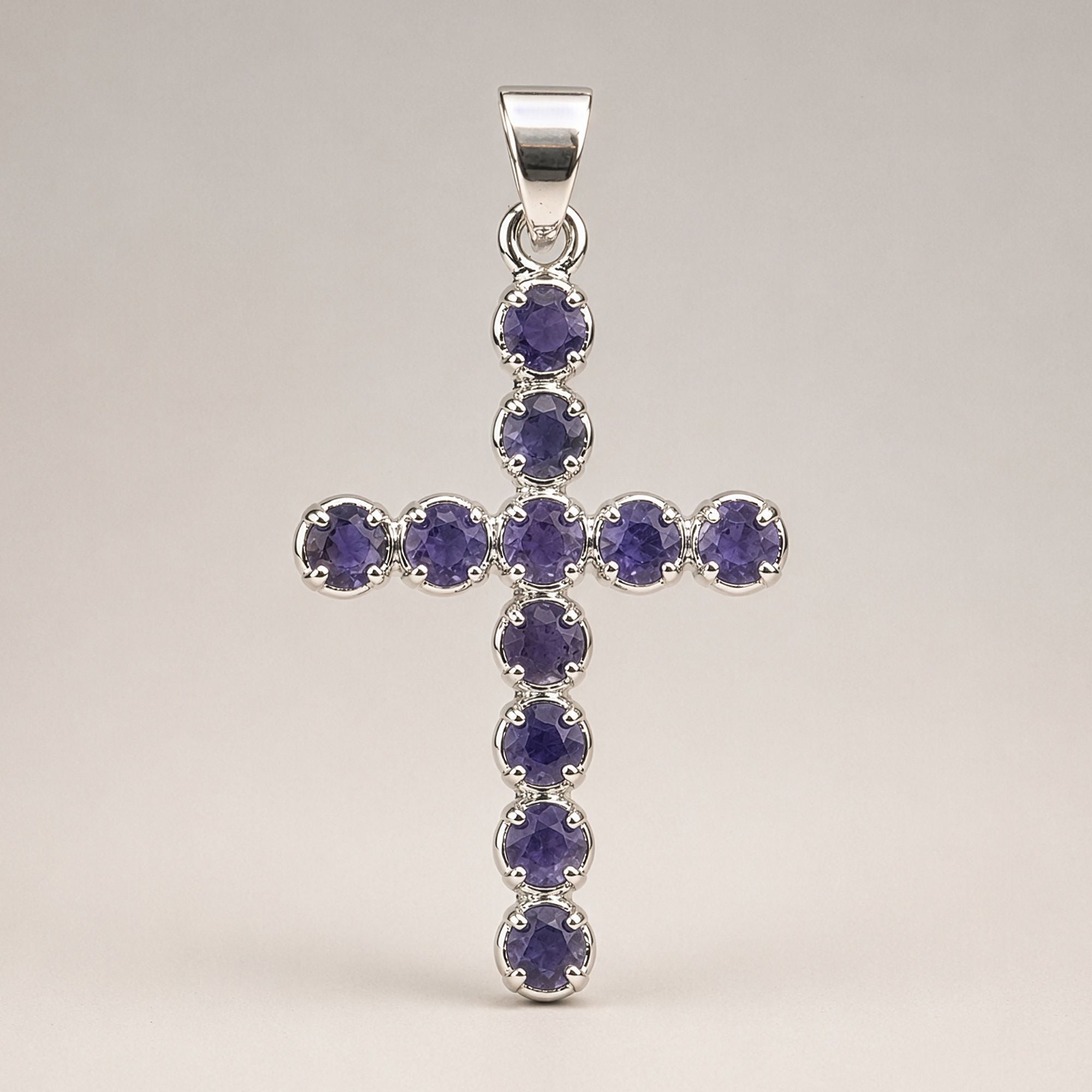 Indian Devotional Pendant - Silver Plated (45cm Chain)- Ionite Crucifix