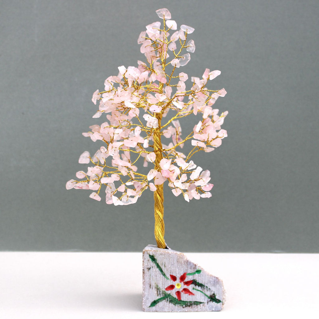 Rose Quartz 320 Stone Gemstone Tree for Home Decor