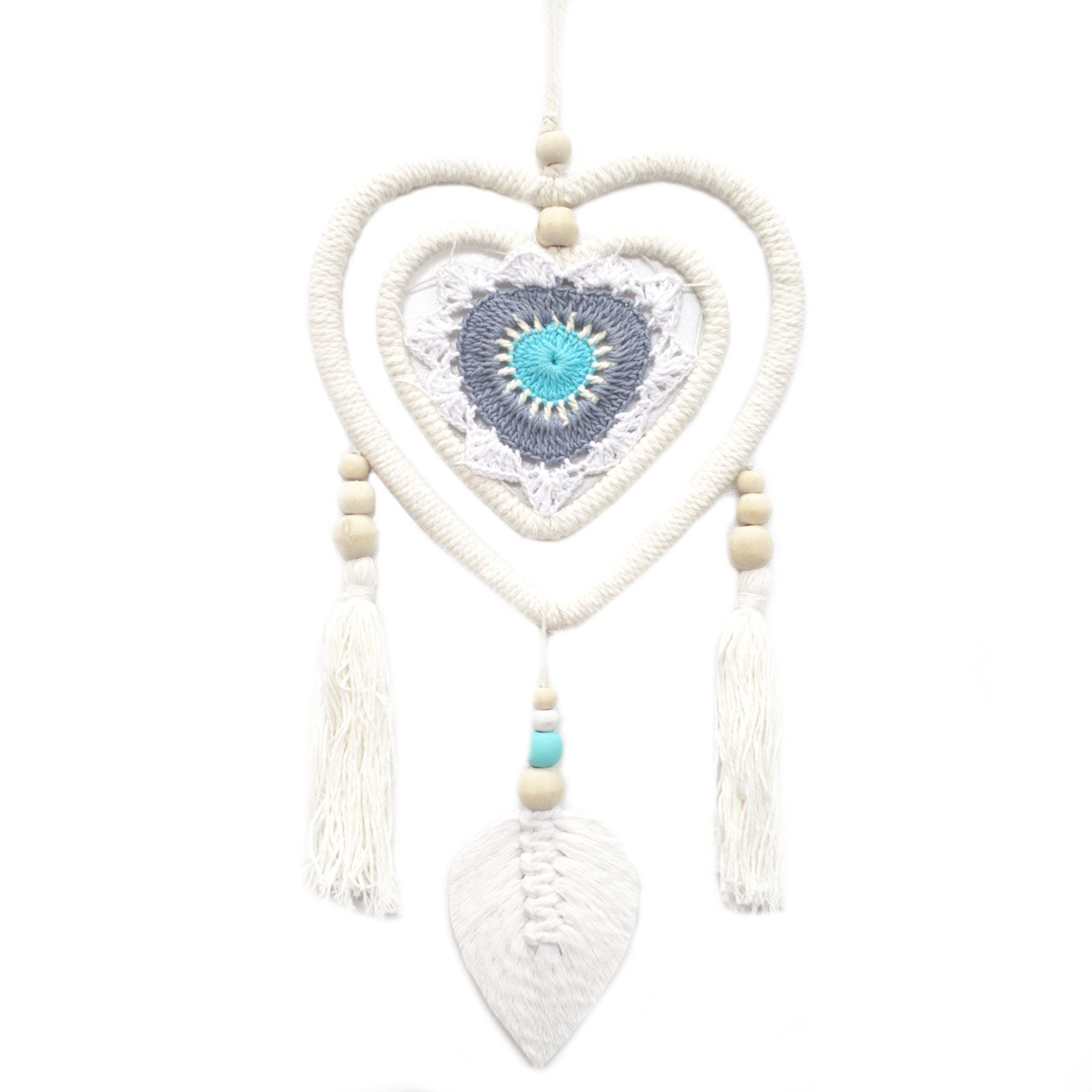 Dream Catcher Medium Blue Heart in Heart for Home Decor