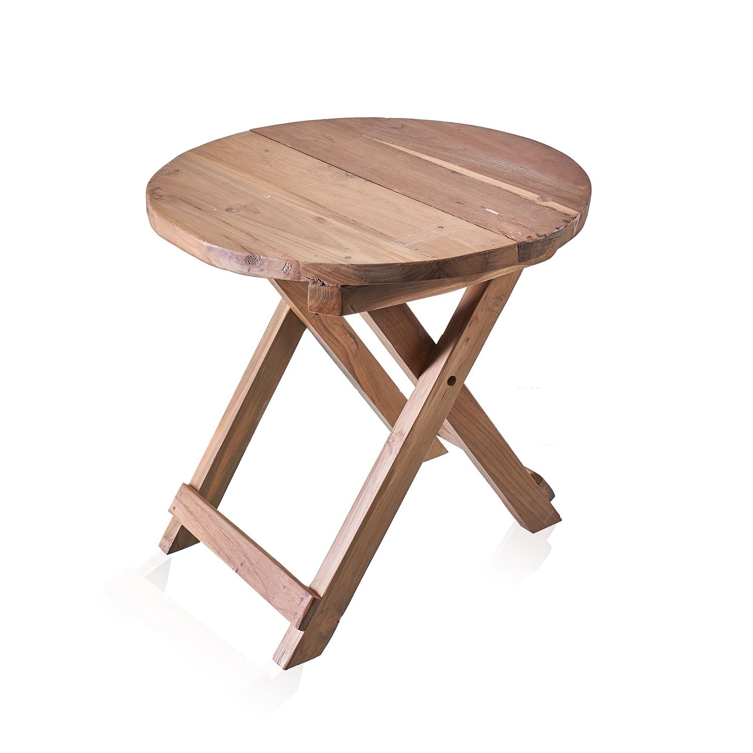 Round Folding Coffee Table 50cm Unique Recycled Wood Design Piece