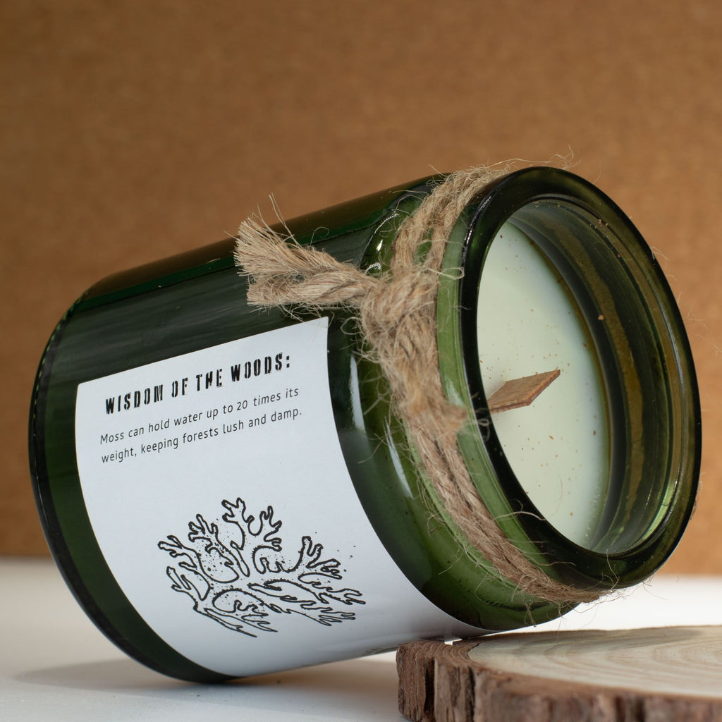 Greenman Woodwick Soy Candle Moss & Mist in Deep Green Jar