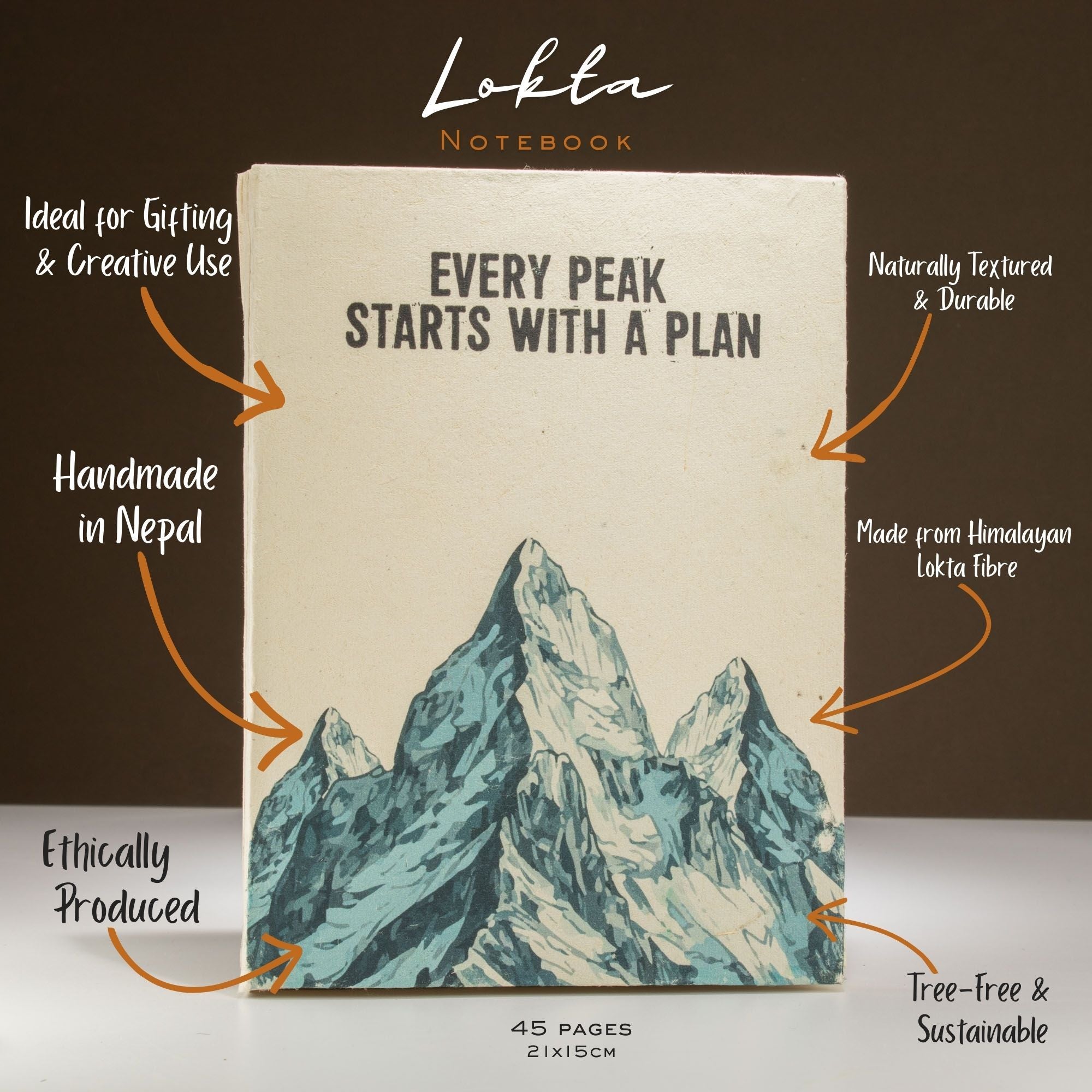 Lokta Inspiration Notebook Every Peak Large with Bookmark 21x15cm