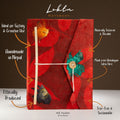 Lokta Large Bold Floral Notebook with Bookmark in Ruby Red