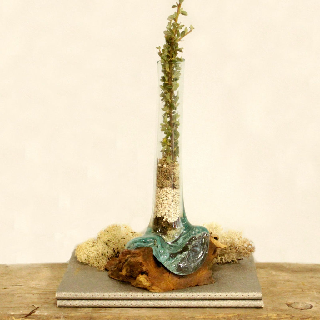 Stunning Molten Glass on Wood Vase for Unique Home Decor