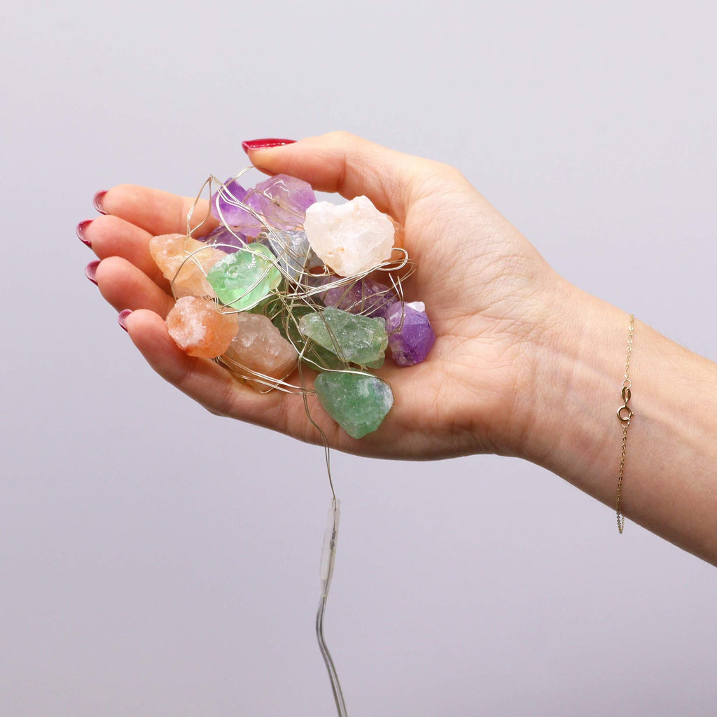 Gemstone Enchantment Lights with Mixed Rocks for Indoor Use