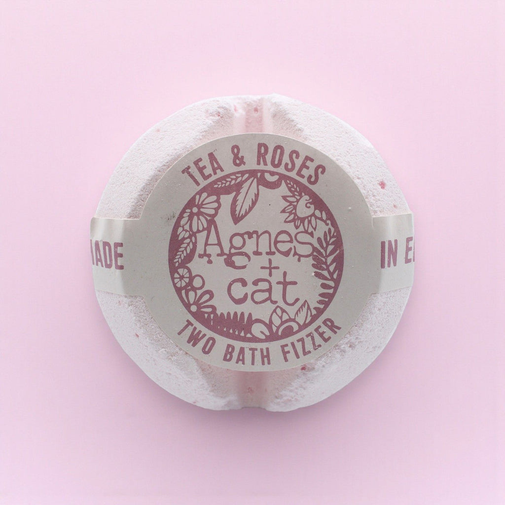 Agnes + Cat Bath Fizzer Tea and Roses for Luxurious Relaxing Soaks