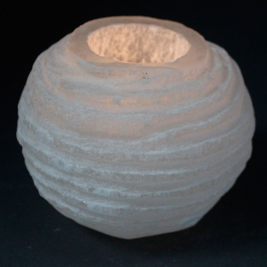Selenite Snowball Candle Holder Unique 8 cm for Home Decor