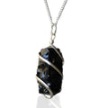 Cascade Wrapped Gemstone Necklace in Rough Black Onyx Design