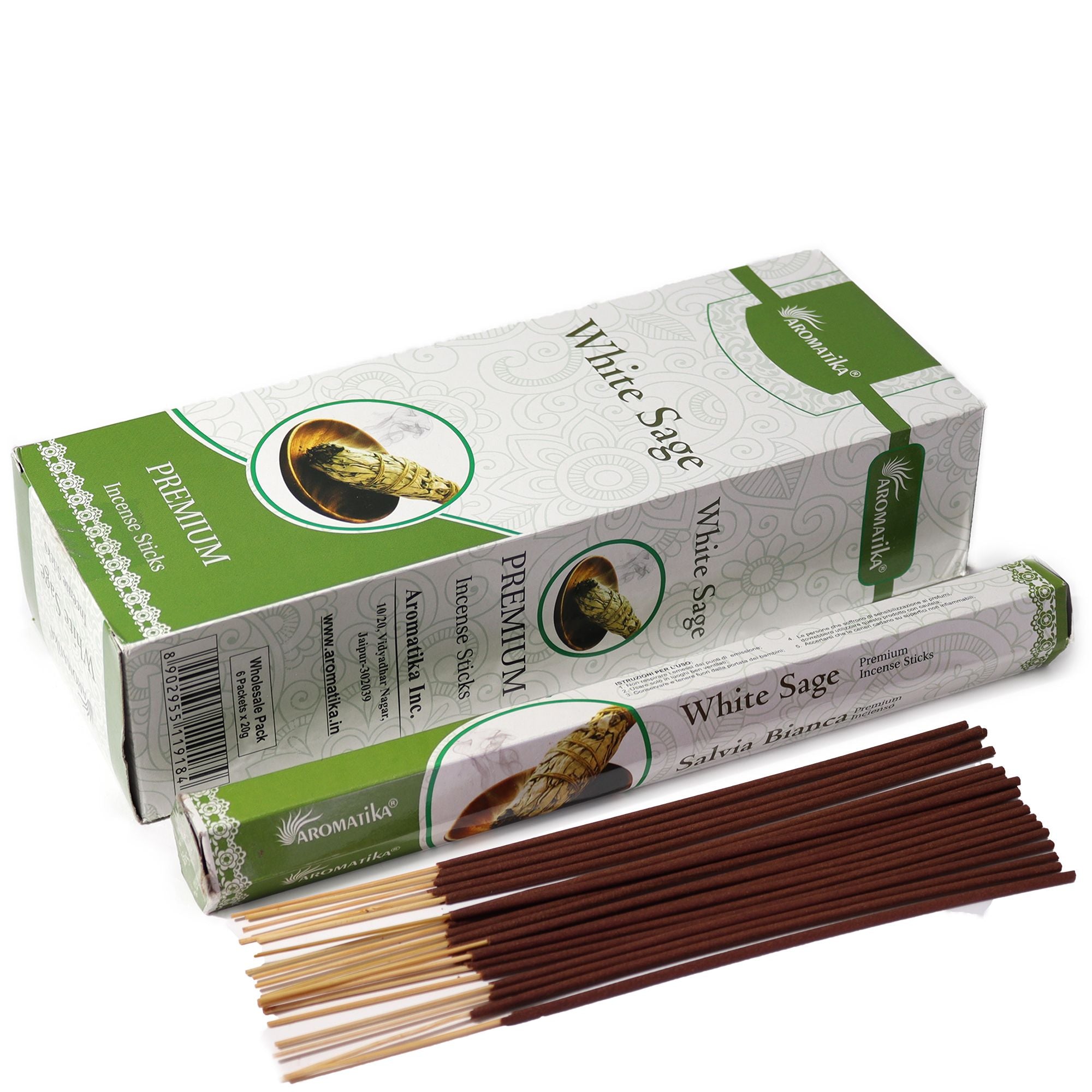 Aromatika Charcoal Free Hex Incense Sticks with White Sage Aroma