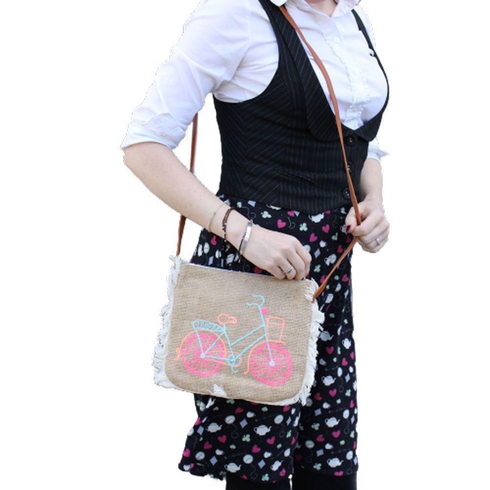 Fab Fringe Bag with Bicycle Embroidery for Stylish Outings and Events