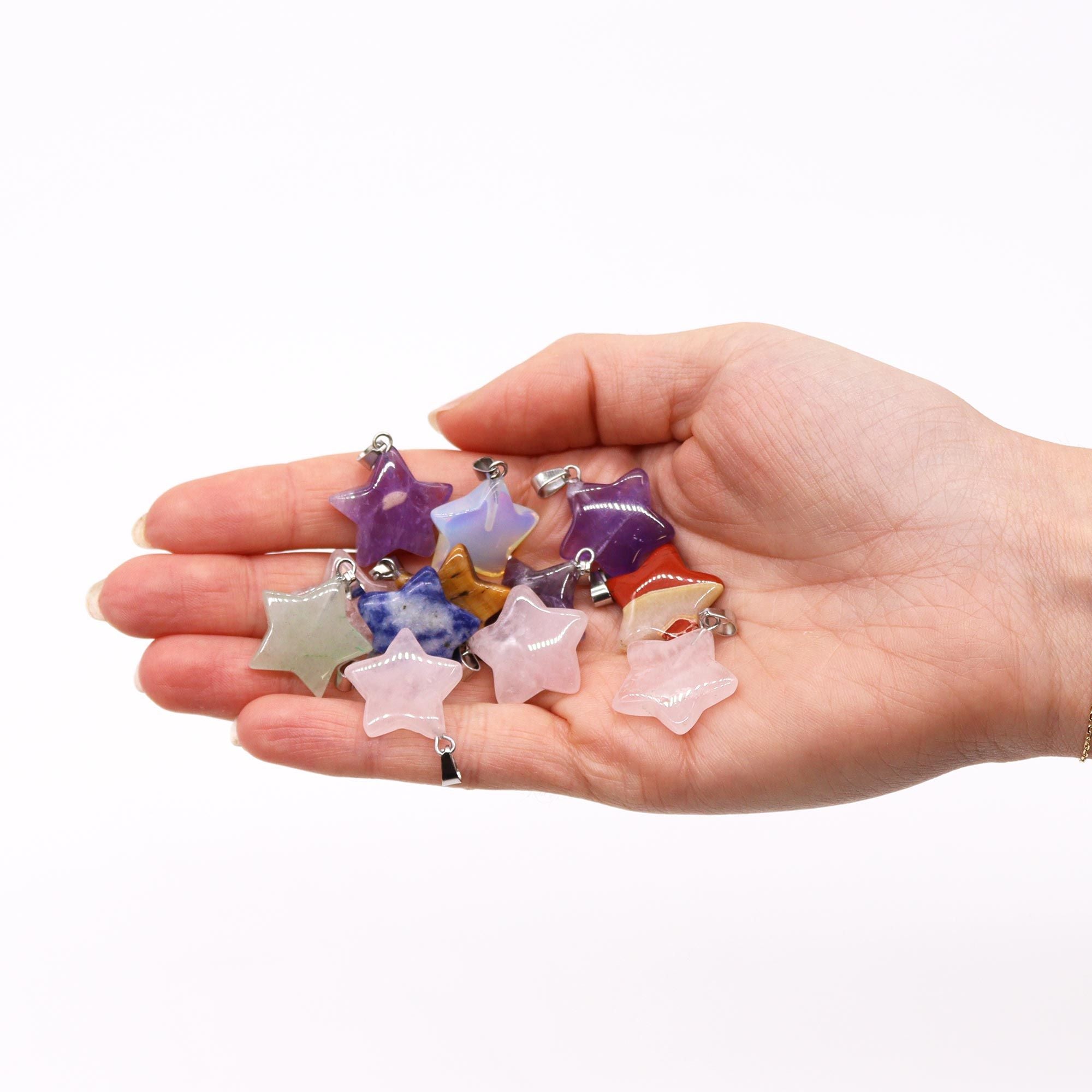 Gemstone Stars Pendants Assorted Set of 12 for Unique Crafting