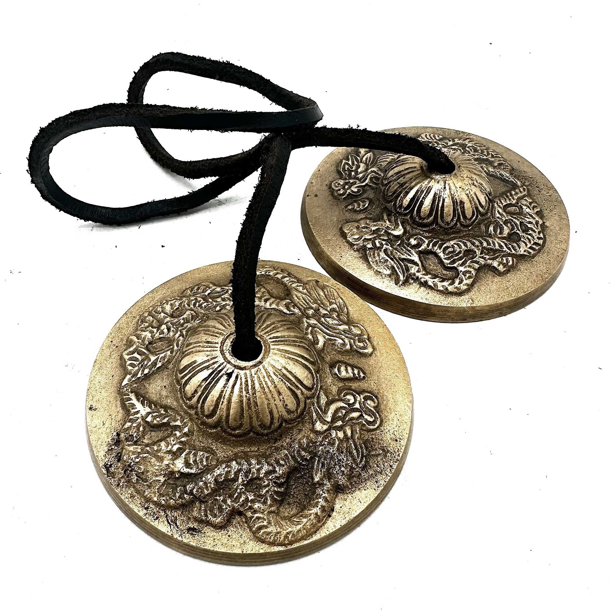Tibetan Tingsha Bells with Dragon Design 7.4cm for Meditation