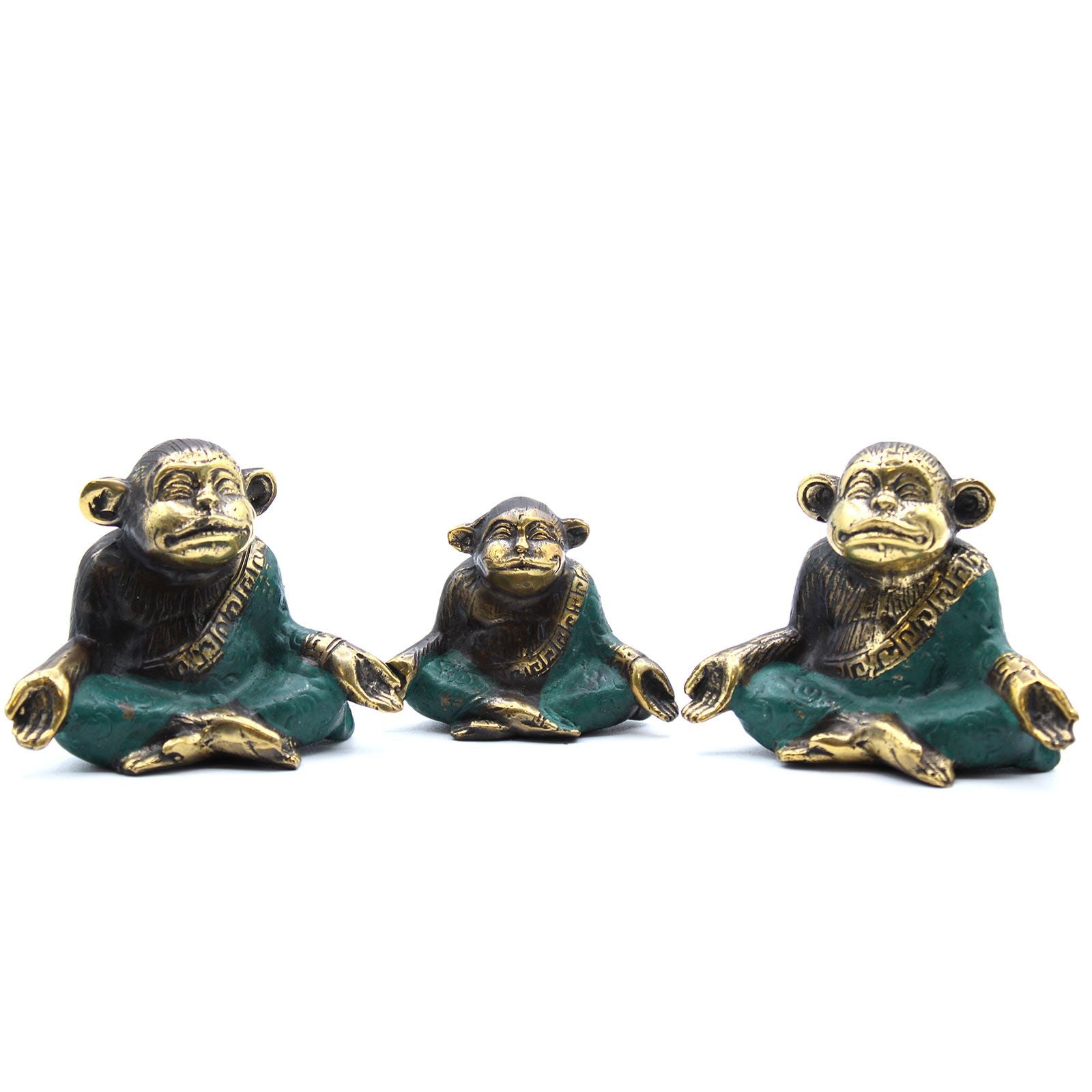Set of 3 Yoga Monkeys Charming Brass Decor for Your Home Space